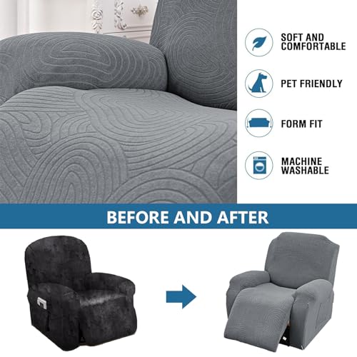 Funda para sillón reclinable seccional beige con bolsillo OBASDFD 7