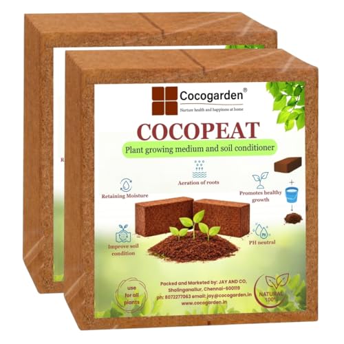 Image of Cocopeat 2kg Block (2 x 1kg) Expands Up to 30 litres of Usable Growing Medium | Organic Coco Peat for Plants, Gardening & Potting Mix | High Water Retention Growing Medium for Indoor & Outdoor Plants