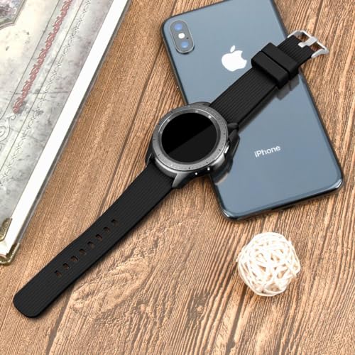 Image of INF Silicone Replacement Wrist Band Compatible with Samsung Galaxy Watch 42 mm SM-R810 /SM-R815, Soft Sport Strap for Women /Men, Breathable quick release with silver Metal Clasp