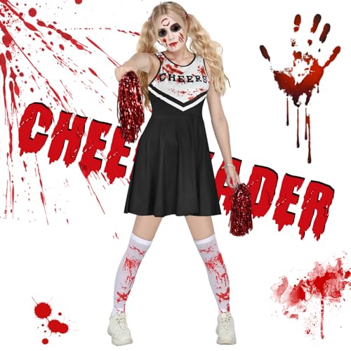 Disfraz completo de animadora zombie para mujer y niña miniatura 4