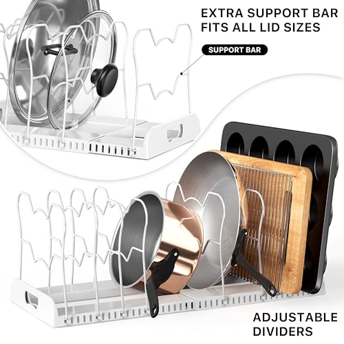 image for Simple Houseware Expandable Pan Organizer Rack, 10 Adjustable Compartm