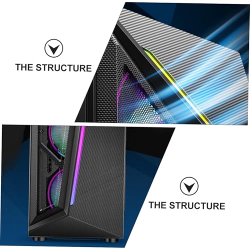Gabinete para computadora DOITOOL ATX con panel lateral transparente, ventilación de malla de hierro, tira de iluminación RGB, alta circulación de aire, diseño compacto para gaming y escritorio miniatura 4
