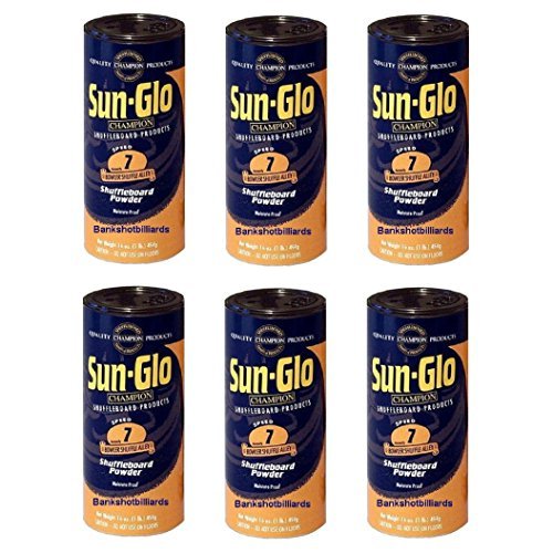 6 Cans of Sun-Glo # 7 Speed Shuffleboard Shuffle Alley Bowler Powder (Wax Dust Sand) w/ Surface Care Report., Model: , Sport & Outdoor