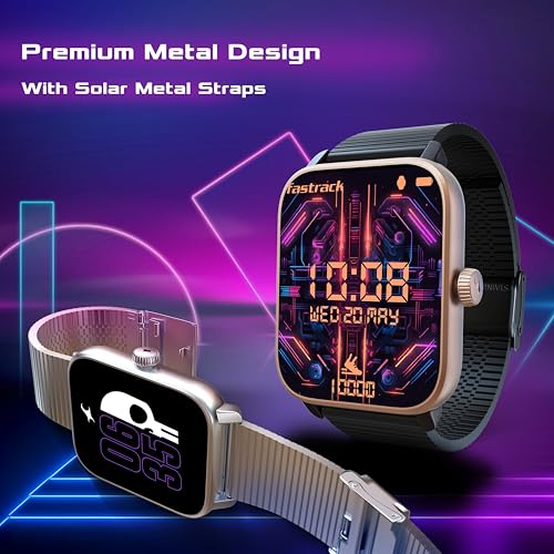 Image of Fastrack Phantom Smart Watch|1.85 inch UltraVU Display| Functional Crown| SingleSync BT Calling|100+ Sports Modes|100+ Watchfaces|AI Voice Assistant|in-Built Games| Aluminium Case with Mesh Strap