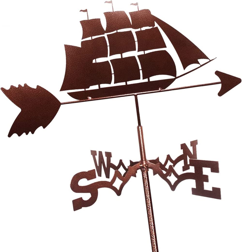 Weathervane Viking Battleship Wiatrowskaz Trwała stal nierdzewna Farba w sprayu Ogrodnictwo Statek piracki Wiatromierz Farma Altana Trawnik Ogród Dekoracja ogrodowa, styl 2
