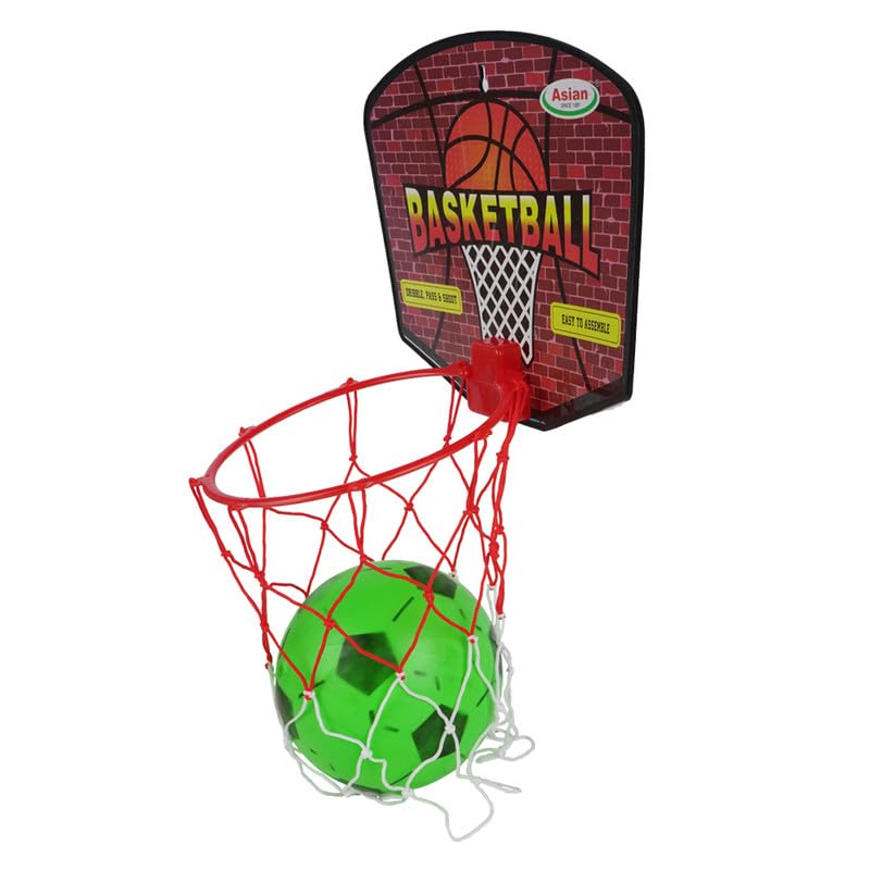 Image of Asian Portable Plastic Basketball with Hoop for Kids Multicolor (Basic Theme)