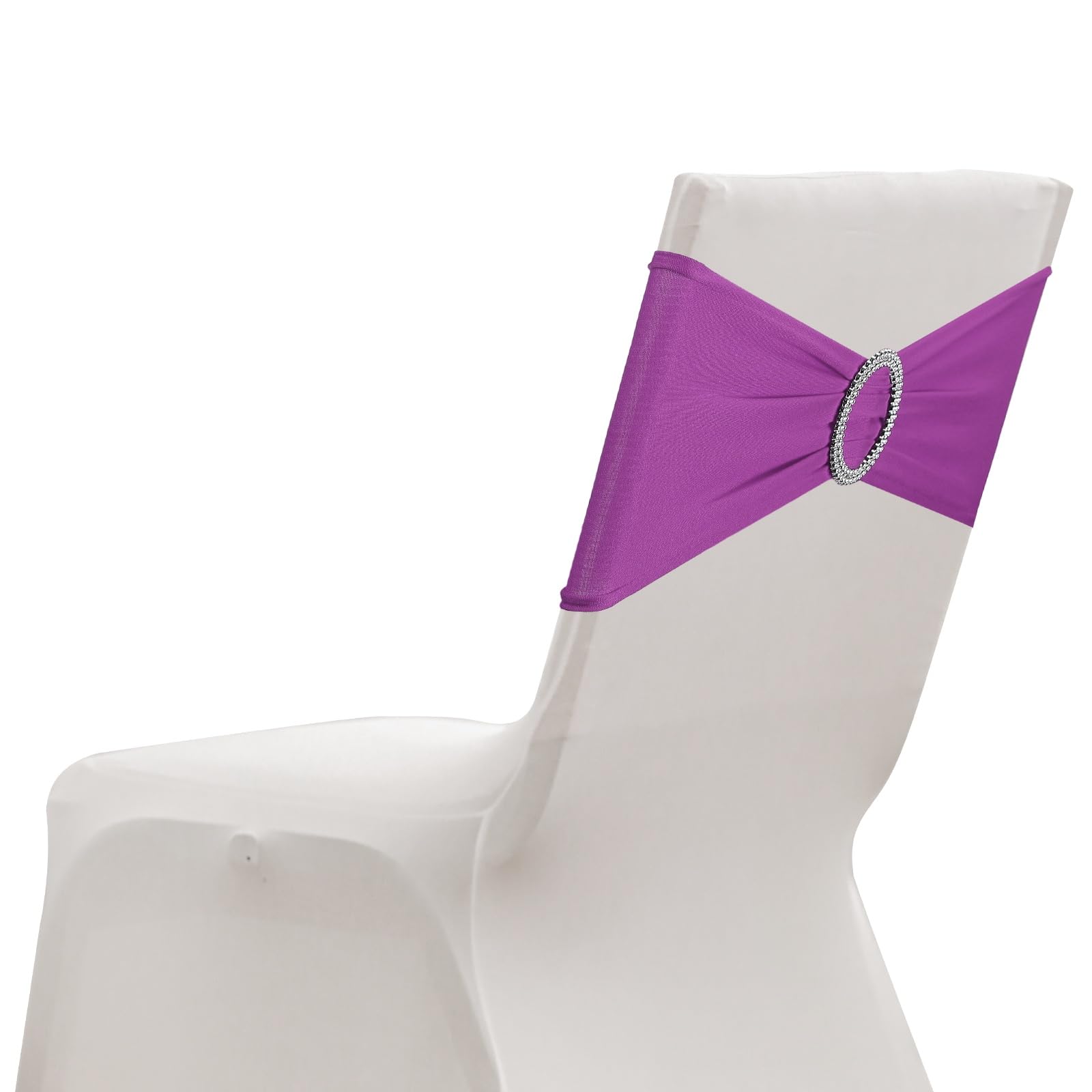 sourcing map 20 Pack Chair Sashes, Stretch Chair Cover Band with Buckle Slider Polyester Bows Cover Band Universal Elastic Ties for Wedding Party Ceremony Event Decorations, Purple Red