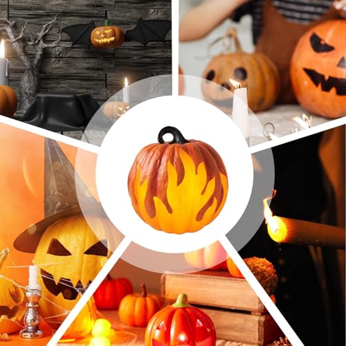 S-DEAL LED パンプキン ライト、ハロウィン パンプキン ランタン,ハロウィン炎で照らされたカボチャの電池式卓上装飾 - ハロウィンナイトライト パンプキンライト付きデコレーション ホリデーパーティーの装飾用 [4]