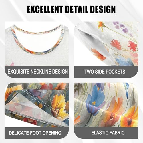 senya Short Sleeve Pajamas Sets Summer Cotton Sleepwear Watercolor Spring Flower4