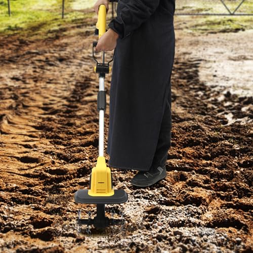GMSLuu 20V Electric Garden Micro Tilling Machine,Portable Tilling Machine Cordless Tilling Machine for Garden.