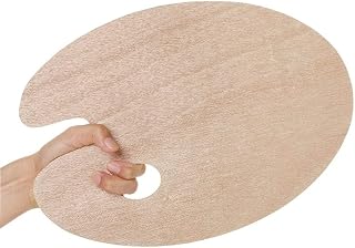 Wooden Painting Palette | Vintage Style Oval Shape Artist Mixing Wooden Tray | Suitable For Oil / Acrylic Paints, With Thump Hole Round Wood Tray Plate Art