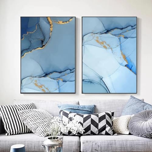 Peinture marbre bleu pour dynamiser une décoration murale - 2