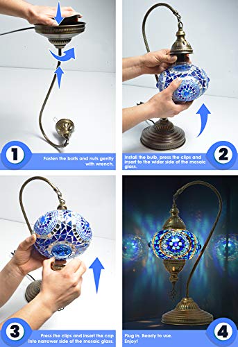 Mozaist Turkish Lamp, Swan Neck Mosaic Table Lamp thumb #4