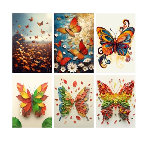 Image of SiddArtify Vibrant Butterfly Art Print Set - Nature's Beauty in Warm - Cool Tones - 300GSM Board - 8x12 Inch - Pack of 6 Wall Room Decoration art Poster Prints