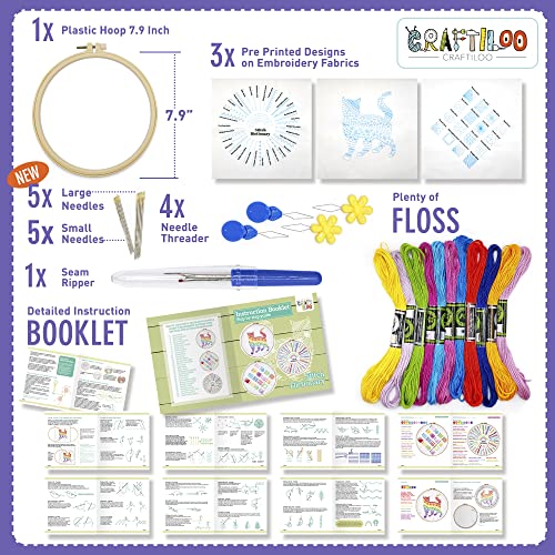 Learn 30 Stitches Cat Embroidery Kit For Beginners . Beginner Embroidery Kit With Stamped Embroidery Patterns. Embroidery Kits. Embroidery Starter Kit. Needlepoint Cross Stitch Kit For Kids & Adults #TOP1