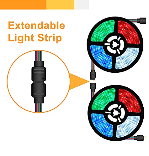 Tira de luces LED RGB 16.4 pies con control remoto miniatura 5
