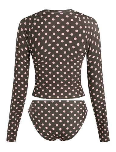 Image of ZAFUL Womens Rash Guard Swimsuits Long Sleeve Sun Protection Bathing Suit Tropical Swim Shirts with Briefs