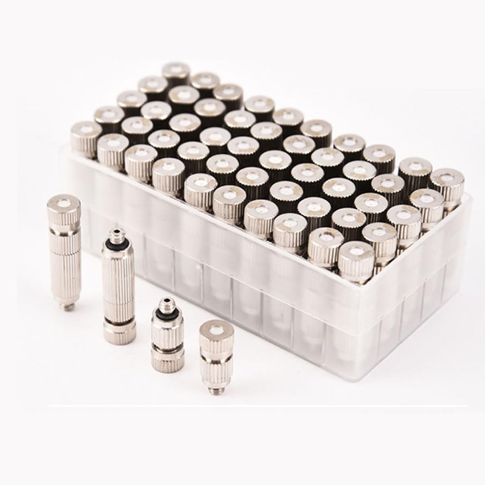 Boquilla de latón niquelado de alta presión para sistema de refrigeración exterior, boquilla de acero inoxidable con filtro de malla, orificio de 0,1 a 0,8 mm, cabezal rociador de doble sección de 5