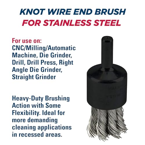 Image of Weiler 10029 3 /4 inch Knot Wire End Brush, .014 inch Stainless Steel Fill, Made in The USA (Pack of 10)