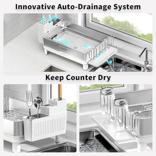 Ewaiira Dish Drying Rack, 304 Stainless Steel Dish Racks for Kitchen Counter, Dish Drainer - image 4