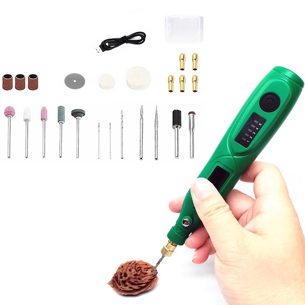 Pilipane 5 Gear Electric Sanding Tool Set, Mini Cordless Rotating Tool, Copper Motor Grinding Tool with 25 Pieces Accessories, Cordless rotated Tool Kit for Drilling, Carving, Engraving, Sanding
