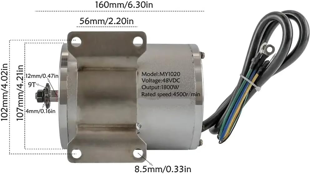 TDPRO 48V 1800W Brushless Motor T8F 9T Speed Atv Go Kart Buggy Quad 4500rpm