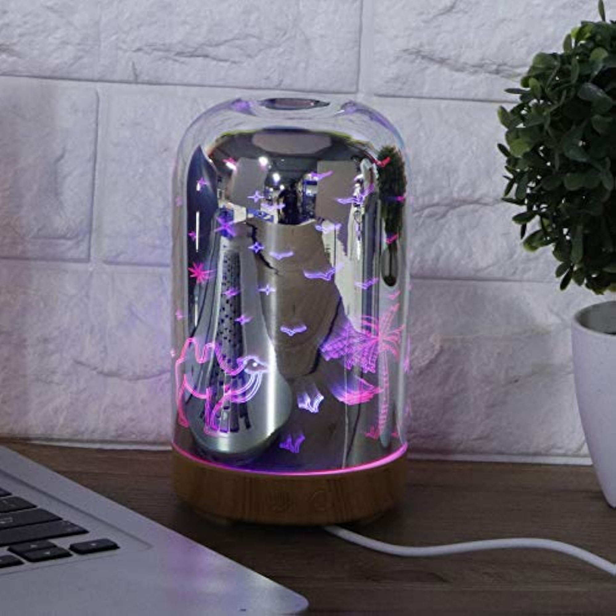 Quiet Glass Car Humidifier with Colorful Light Bars