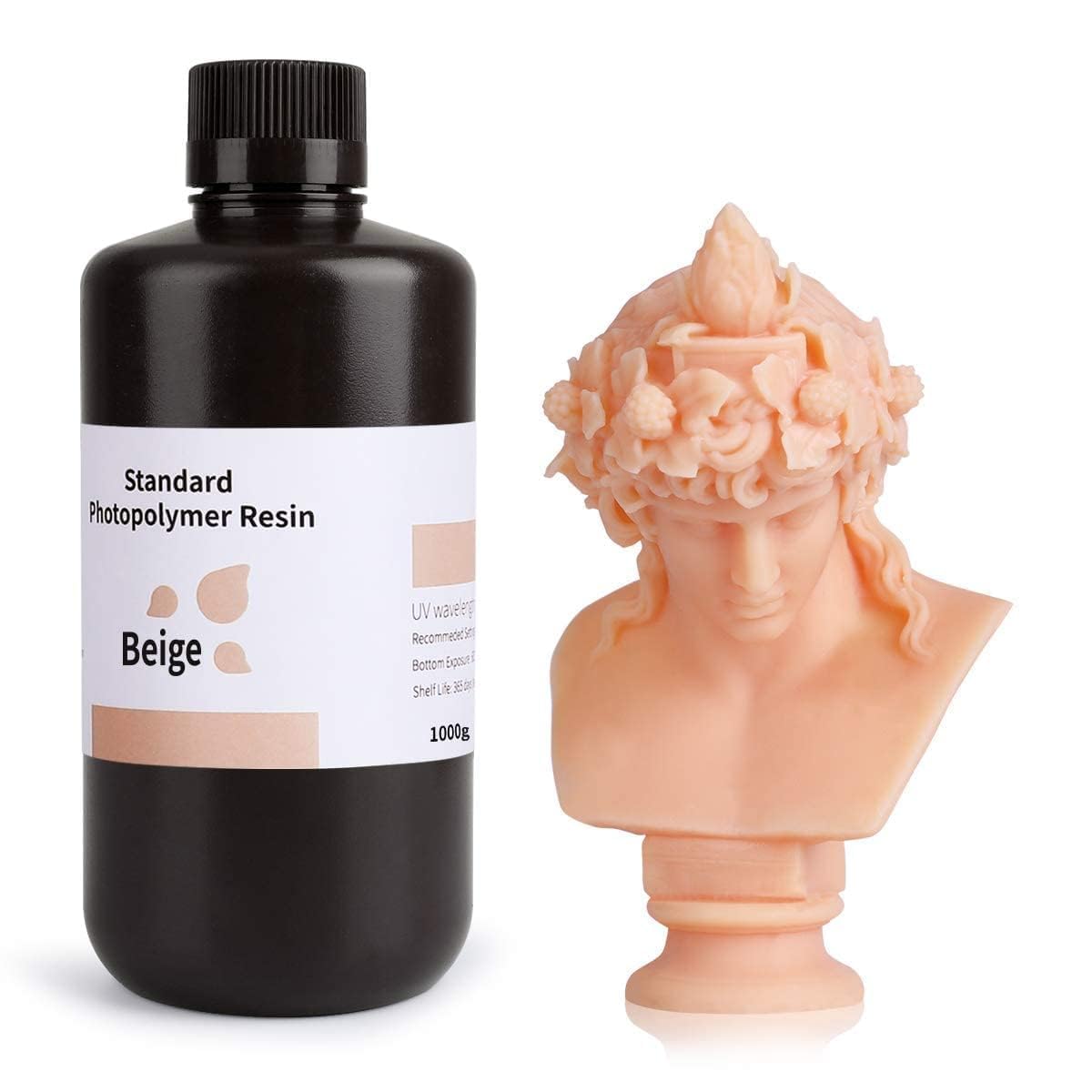 ELEGOOStandard Photopolymer Resin LCD UV-Curing Resin 405nm 3D Printer Resin for Mars Saturn Jupiter MSLA DLP LCD 3D Printing Beige 1000gCarbonfree Certified