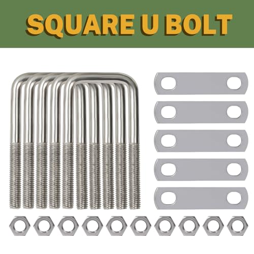 Image of LIONMAX U Bolts 2 Inch Wide, 5 Pack, 1 /2 inch D x 2-1 /16 inch W x 4-3 /4 inch L, M12