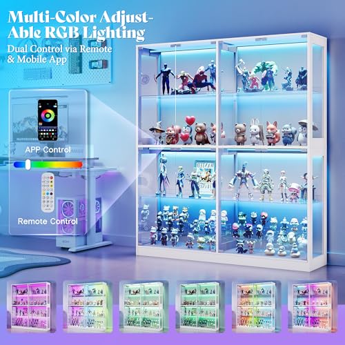 Image of AMERLIFE 70 H x 32 W x 16 D Inch RGB Display Cabinet with Glass Shelves