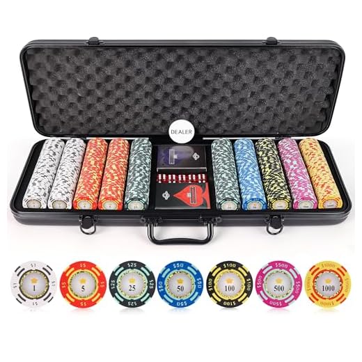 Versa Games 13.5 Gram Poker Chips - Clay Poker Chips Set - 500 Piece Crown Casino Poker Set with Numbers Denomination - New Upgraded Poker Case