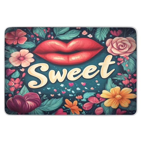 Extra Large Resuable Changing Pad Covers Water Resistant Toddler Bed Pee Pads Breathable Pee Mats for Children Adults Pets 52x34in Valentines Day Flowers Red Lips Sweet