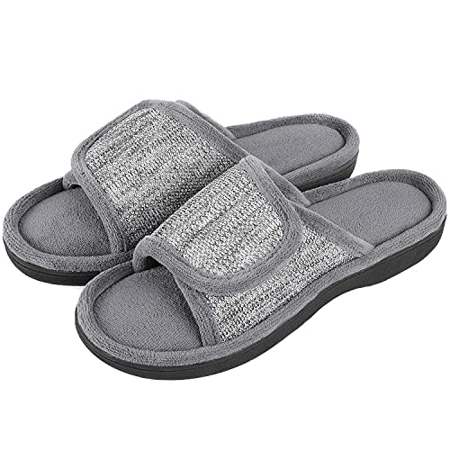 Rockdove Men's Adjustable Wrap Memory Foam Slide Slipper, Size 11-12 Us Men, Grey #TOP6