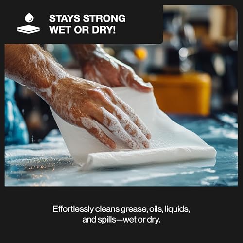 Image of EZbrnd Multi-Purpose Cleaning Cloths Towels, Pop Up Box, White Shop Towels, 160 Sheets x 8 boxes [X60]