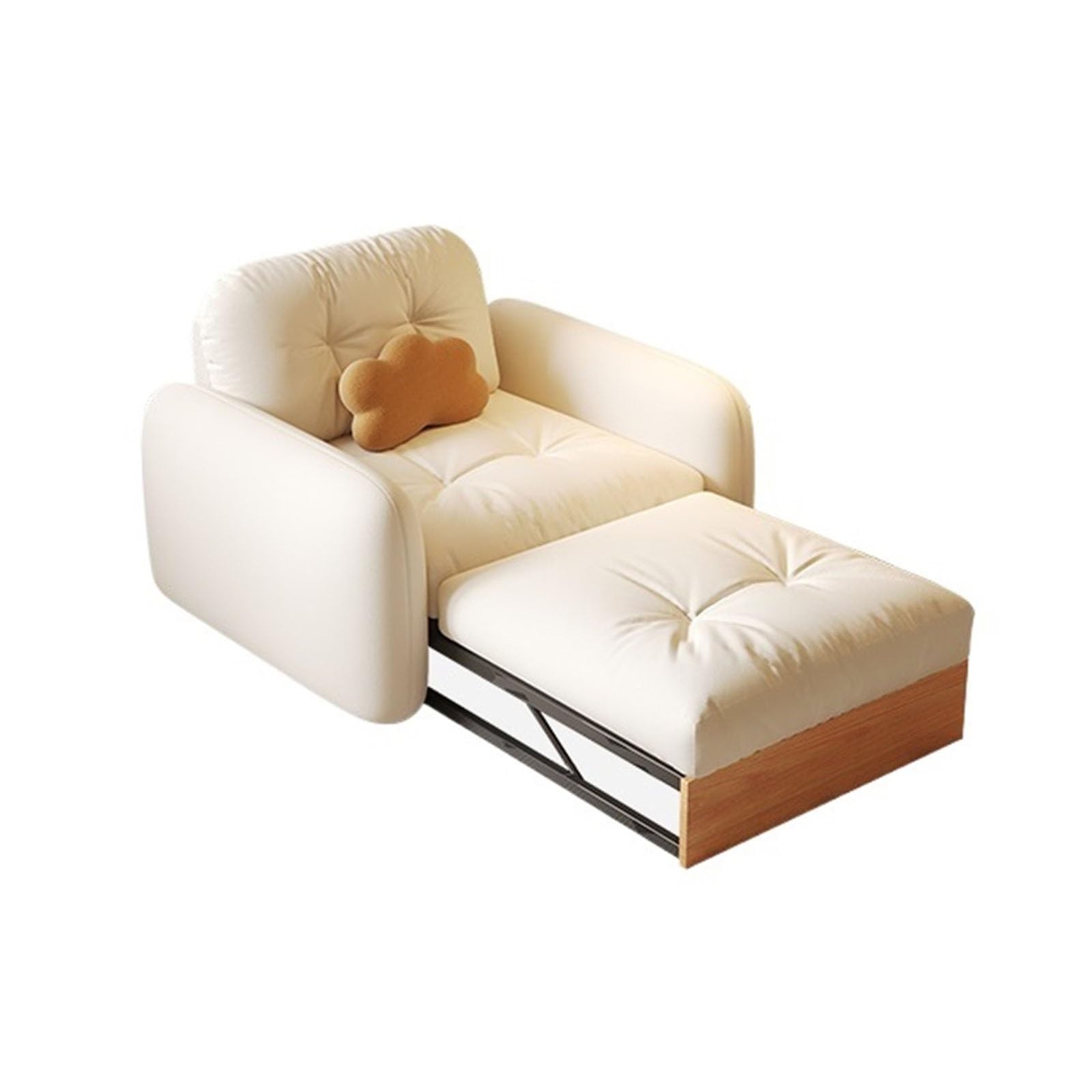 Sofa składana Sofa z pojedynczym krzesłem, składane łóżko do salonu litego drewna, miękką poduszką, rozkładane