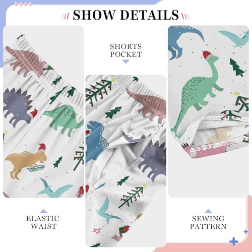 ZZXXB Xmas Dinosaur Tree Boys Long Pants Soft Trousers Elastic Waist Kids Lounge Bottoms with Pockets S-XL4