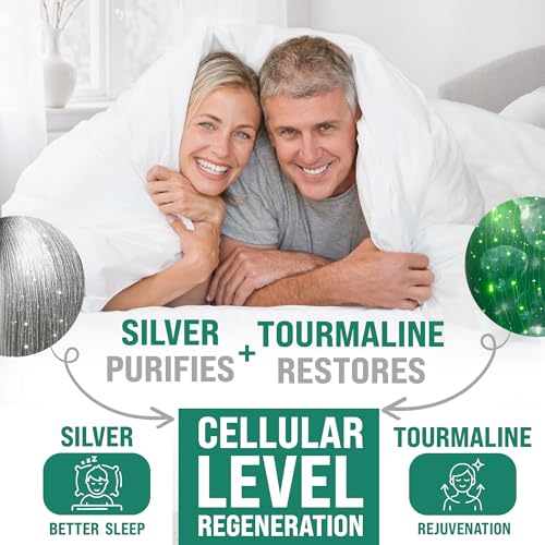 Luxury Tourmaline Grounding Sheets King 20% Silver Fiber, 76% Tourmaline Cotton, 4% Silk, SGS Quality Certified Grounded Well Bed Sheet - Conductive Earth Fitted Sheet for Better Sleep, White - Image 3