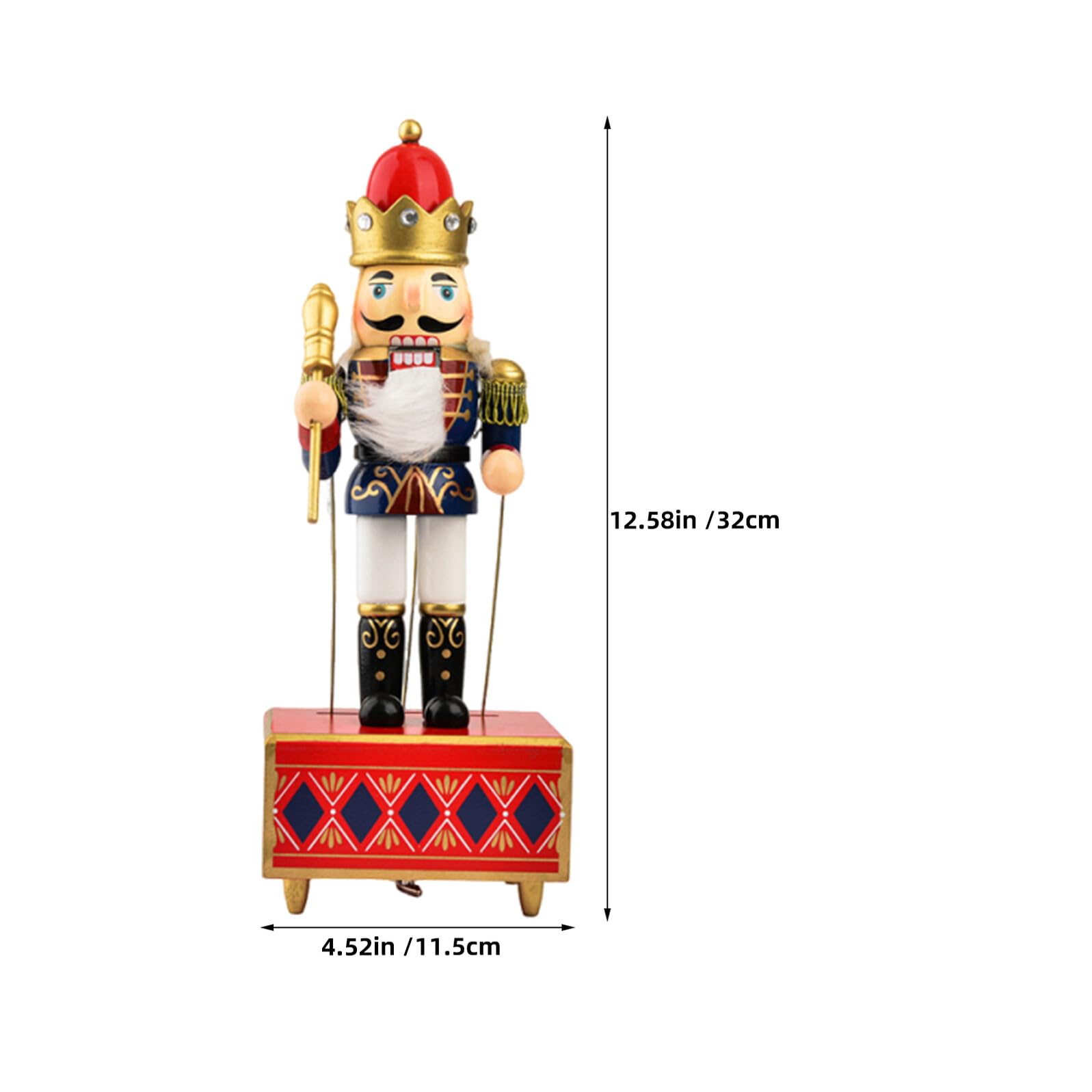 TOYANDONA Set 3 Carillon Schiaccianoci in Legno 32 CM Decorazioni Natalizie da Tavolo Soldatini Classici Rosso Verde e Blu Centrotavola Musicale per Feste e Regali di Natale