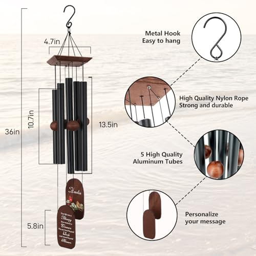 Image of ASTARIN Personalized Memorial Wind Chiems for Outside, Customized Cardinal Wind Chime Condolence Gifts Idea for Women Men, Sorry for Your Loss of Grandma Grandpa, Indoor Decoration