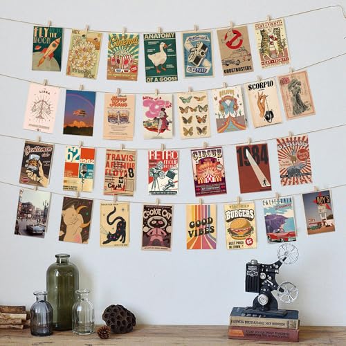 XFSRG 50 Stück Vintage Postkarten Set Lustigen Postkarten Postcards Retro für Wanddekoration Karten aus Karton Ästhetische Mini Poster (Set 1)