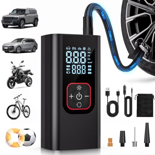 Compresseur air portatif 180 PSI – 6x plus rapide pour autos et vélos