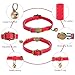 salbsever Red Cat Collar, Breakaway Leather Cat Collar Adjustable Red Kitten Collars with Bell Quick Release Buckle for Most Cats and Kittens