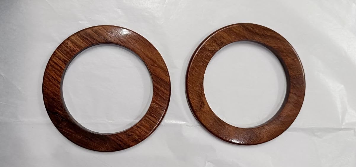 Trend N Trade Round Flat Shape 5" (5" outerX3.5 Inner) SHEESHAM Wooden Handle for Macrame Bag/Purse and Craft-image-11