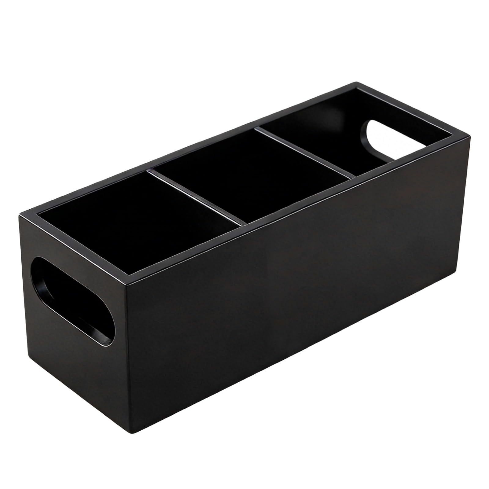 Boîte de rangement en bois noir avec tapis de base 25,5 cm