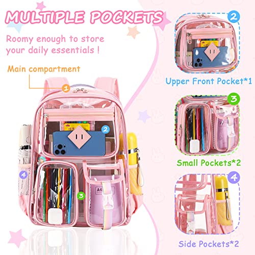 Image of PIG PIG GIRL Clear Backpack for School,Heavy Duty PVC Transparent Bookbag for Girls Stadium Approved See Through Backpack