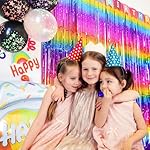 Pack of 4 Sparkly Neon Rainbow Foil Fringe Curtain Backdrop Metallic Streamers Photo Booth Props for Birthday Bachelorette Gay Pride Day Graduation Wedding 80s 90s Disco Party Decorations -3.3x6.6Ft - Image 4