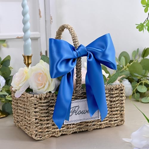 Image of Royal Blue Satin Ribbon 4 inch X 15 Yards Polyester Ribbon for Gift Wrapping Very Suitable for Weddings Party Hair Bow Invitation Decorations and More