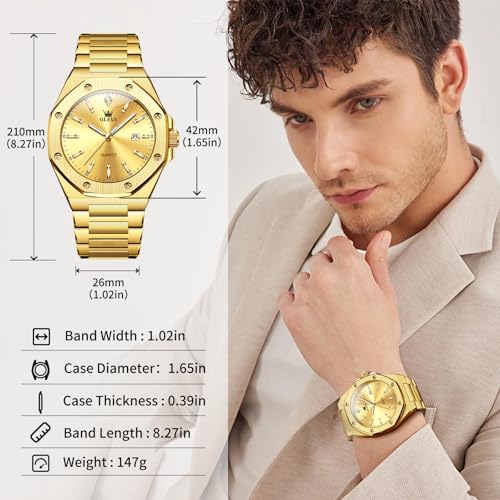 OLEVS Watches for Men Dress Stainless Steel Big face Waterproof Luxury Men’s Wrist Watch with Date Casual Blue/Black/Gold/Silver Reloj para Hombre3