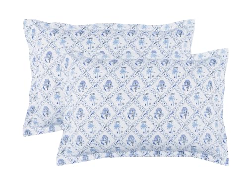 Image of DECORUM 190TC Cotton Feel Double Bedsheet with 2 King Size Pillow Covers | 90X100 Inches | Soft & Breathable Fabric| Lightweight & Comfortable | Premium Printed Bedding Set for Home |Toile Print