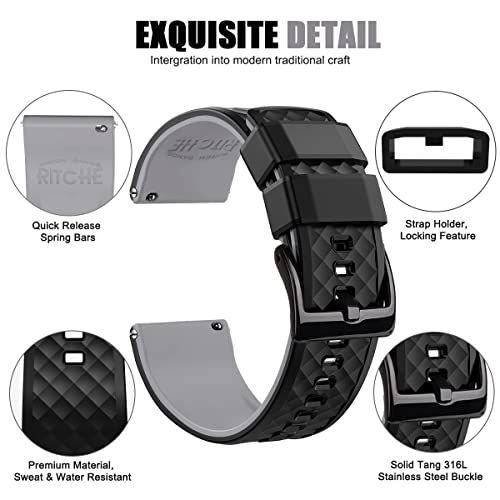Ritche 20Mm Silicone Watch Band Compatible With Samsung Galaxy Watch 4/5/ 5 Pro, 40Mm/ 45Mm, 20Mm Quick Release Rubber Watch Bands For Men Women #TOP1